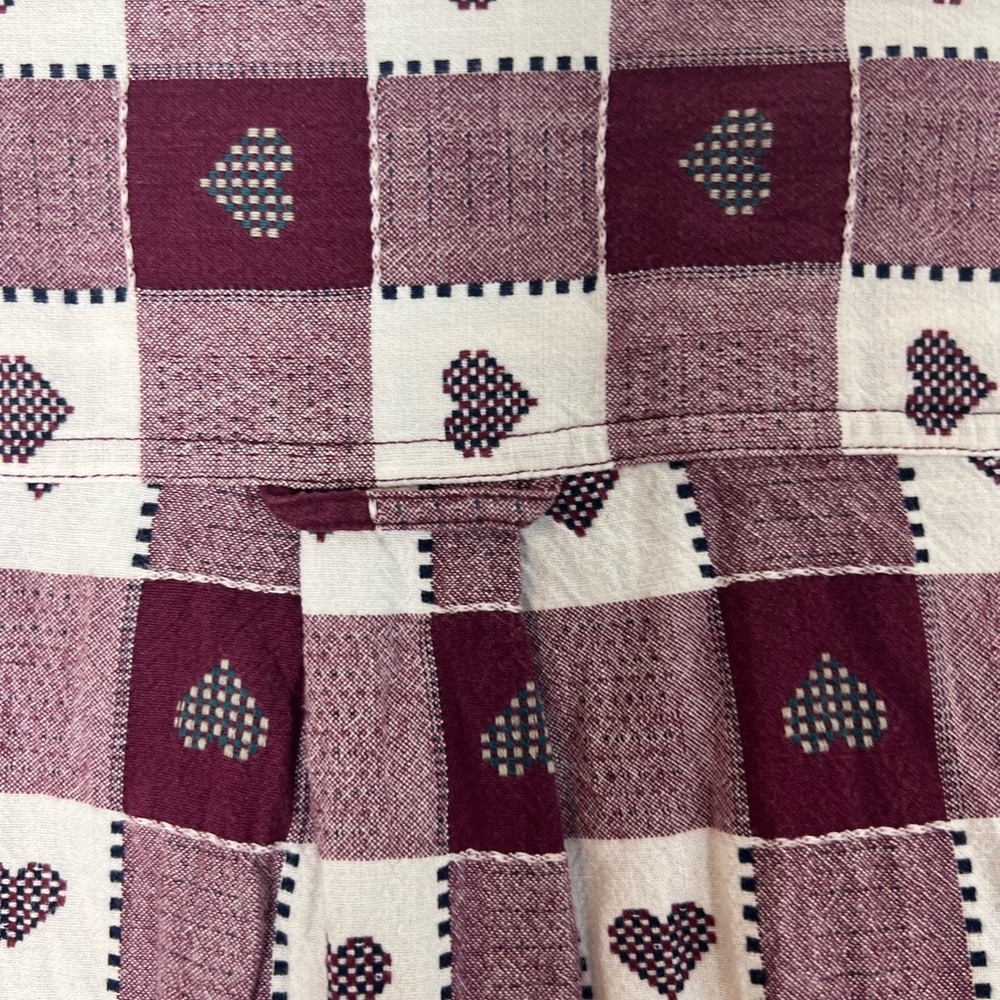 Vintage woven hearts long sleeve blouse top button front size 18/20 country farm - Picture 7 of 10
